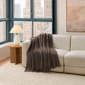 Dark Brown Faux Mohair Throw Blanket