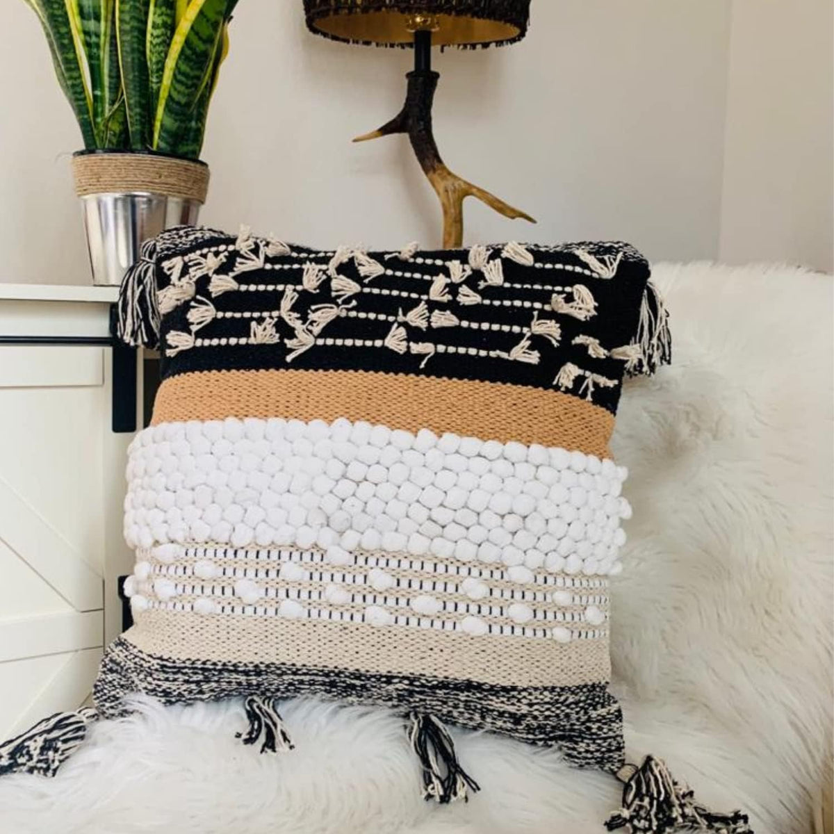 Boho Textured Neutral Pillow Cover