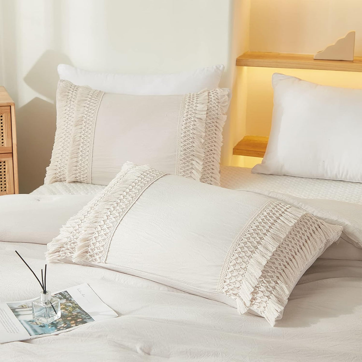 Beige Macrame Boho Pillow Covers