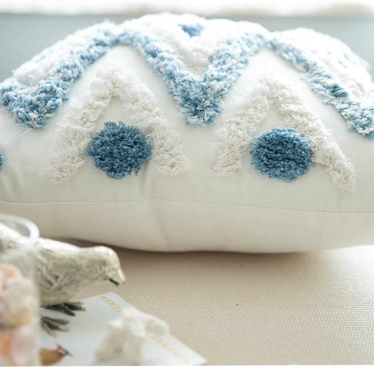 Blue Boho Textured Pillow Covers