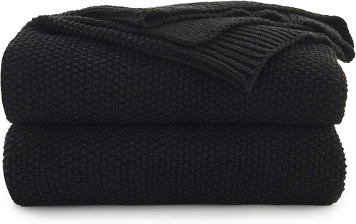 Black Cable Knit Throw Blanket