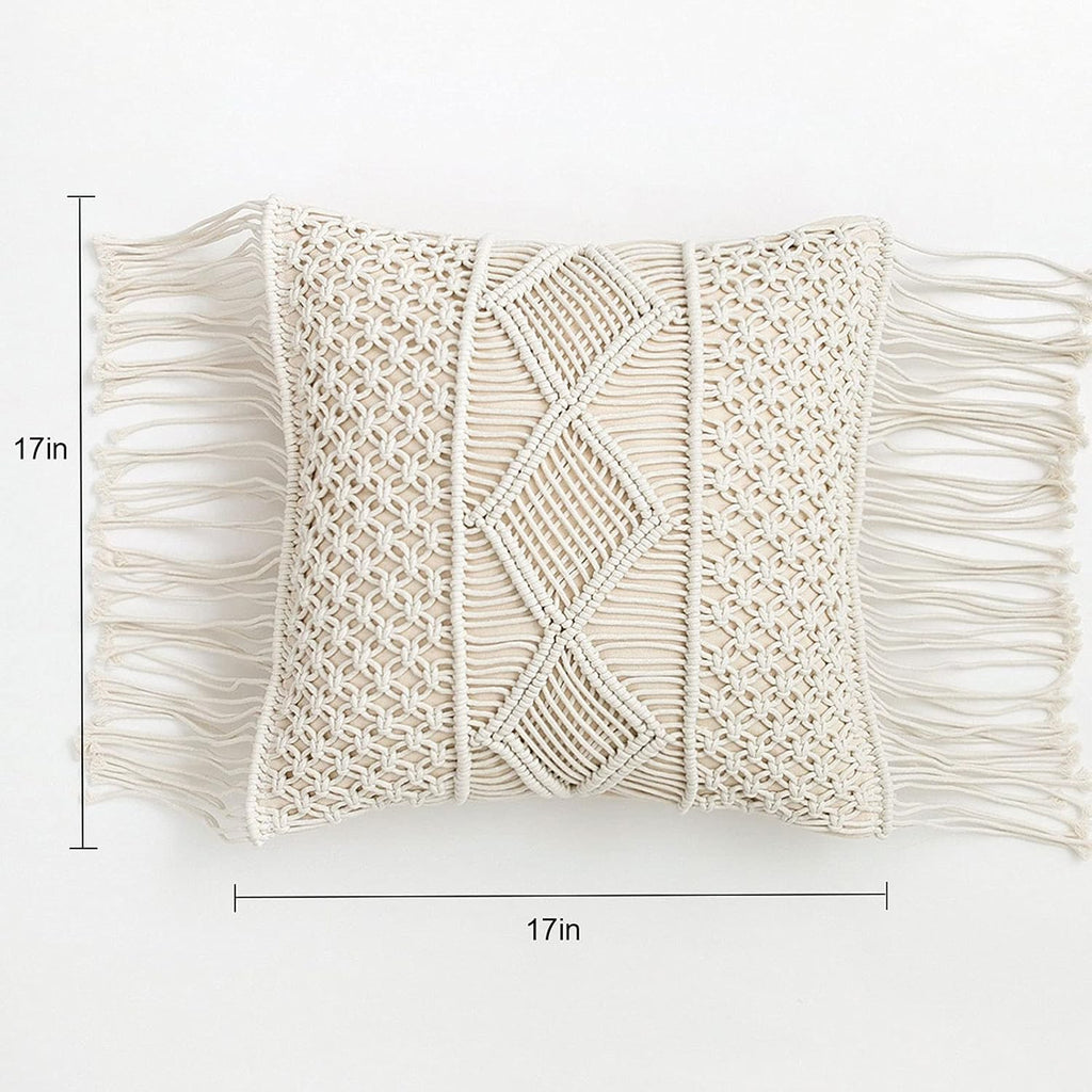 Cream Macrame Boho Pillow Covers
