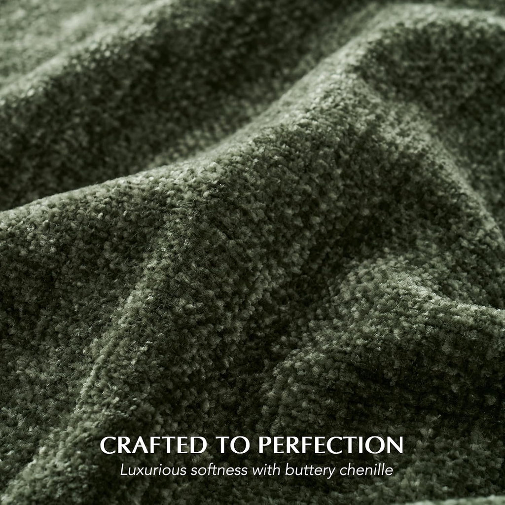 Olive Green Knit Tassel Throw Blanket