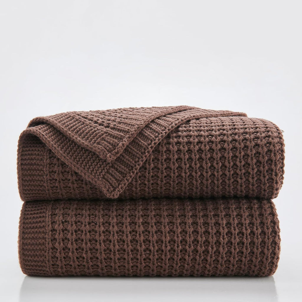 Dark Brown Cable Knit Throw Blanket