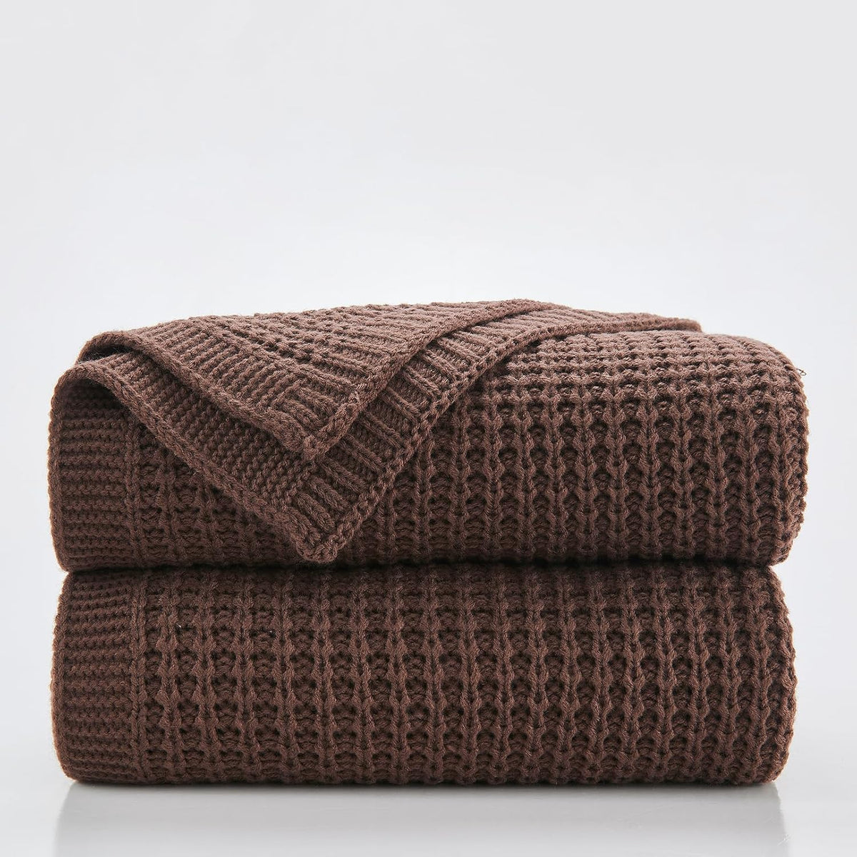 Dark Brown Cable Knit Throw Blanket