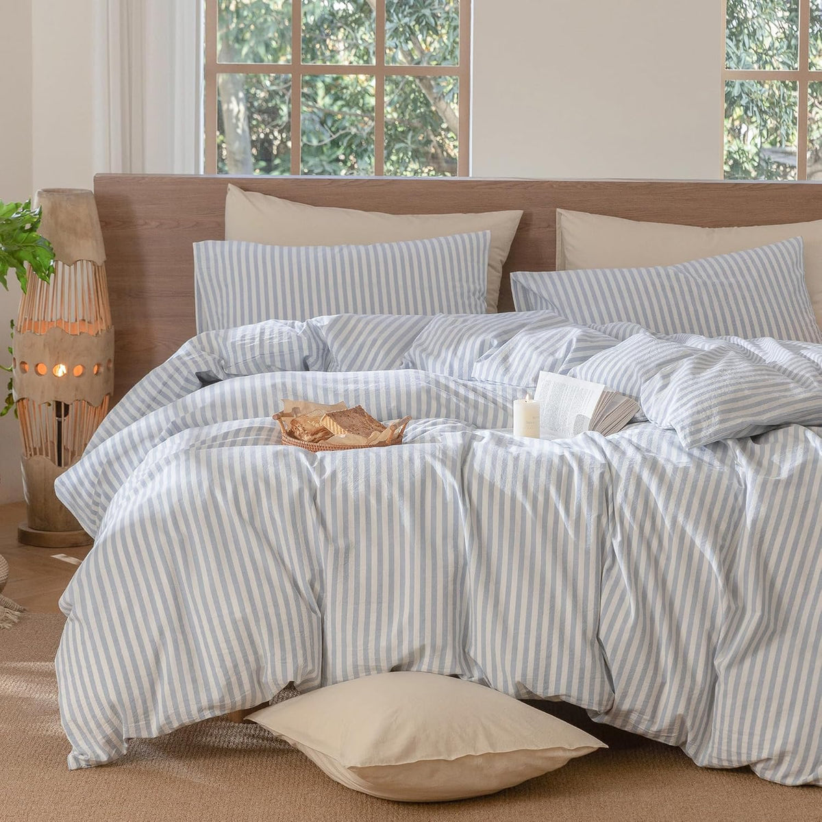 Striped Washed Cotton Duvet Cover Set