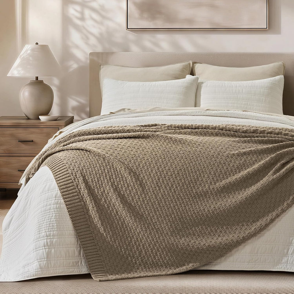Taupe Chunky Chenille Throw Blanket