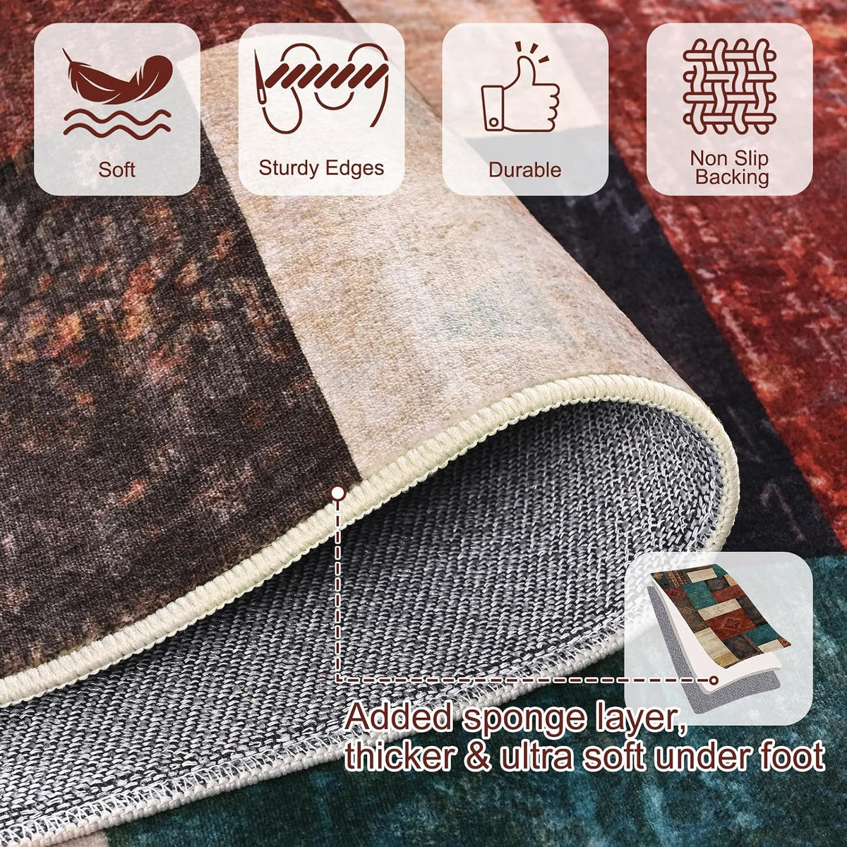Washable Non‑Slip Vintage Area Rug