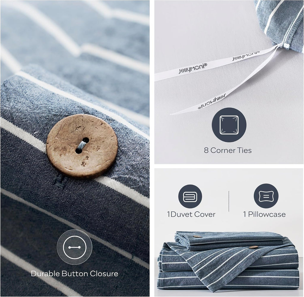 Striped Washed Cotton Duvet Cover Set