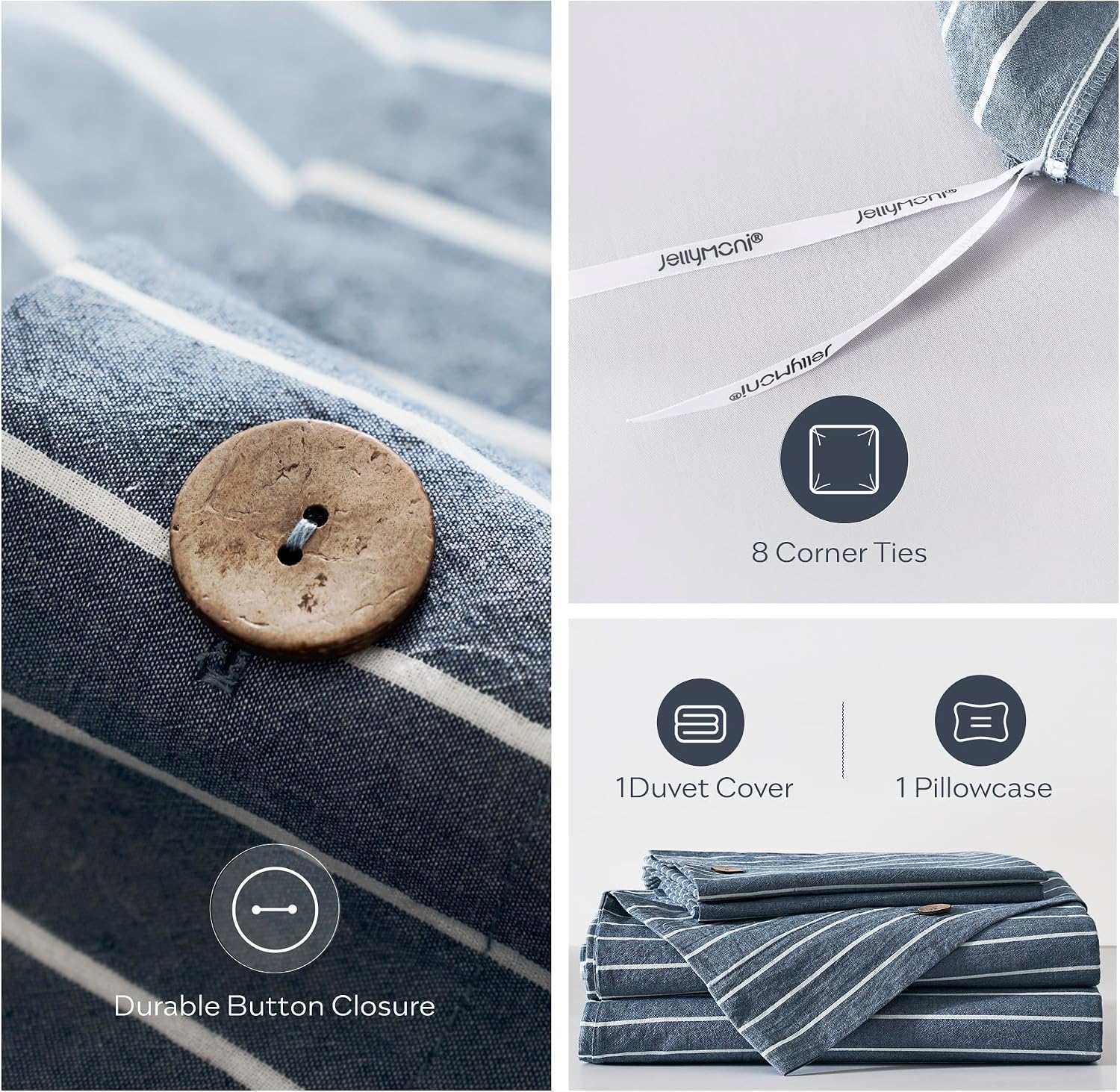 Striped Washed Cotton Duvet Cover Set