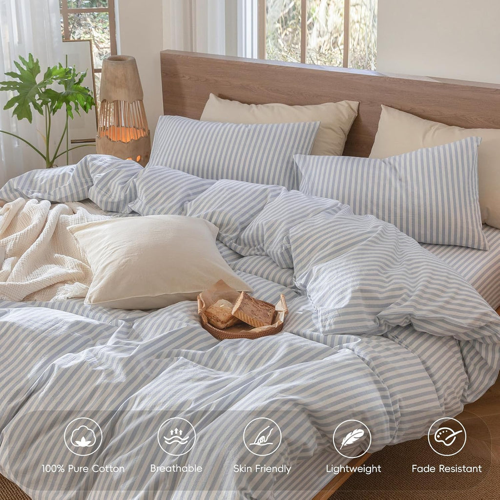 Striped Washed Cotton Duvet Cover Set