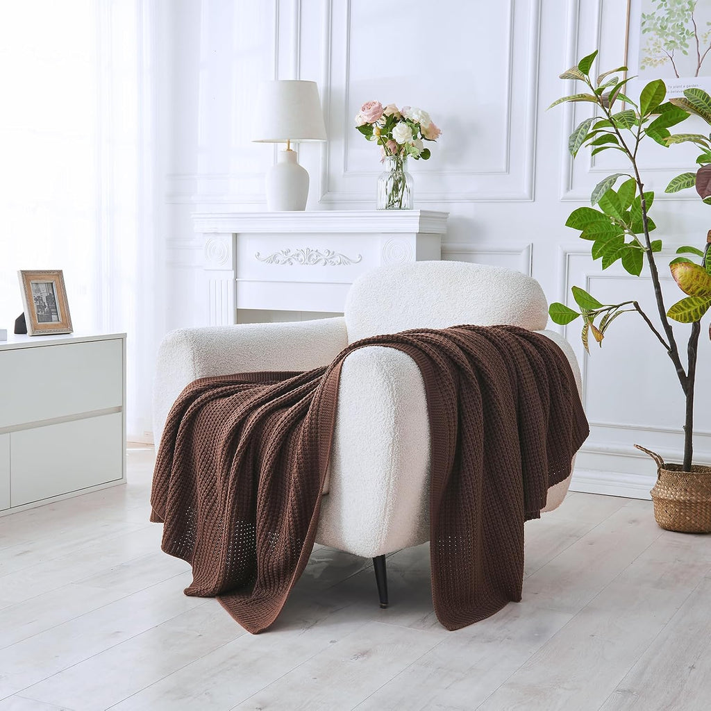 Dark Brown Cable Knit Throw Blanket