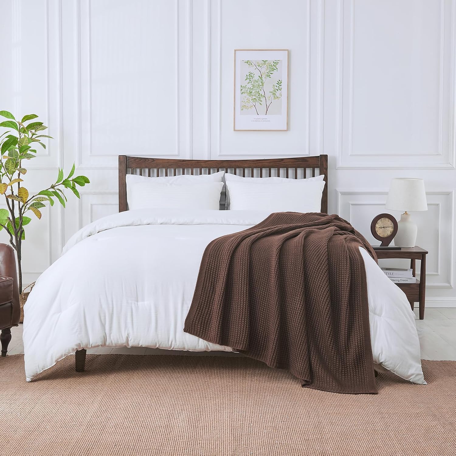 Dark Brown Cable Knit Throw Blanket