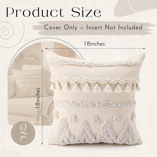 Beige Boho Textured Pillow Covers