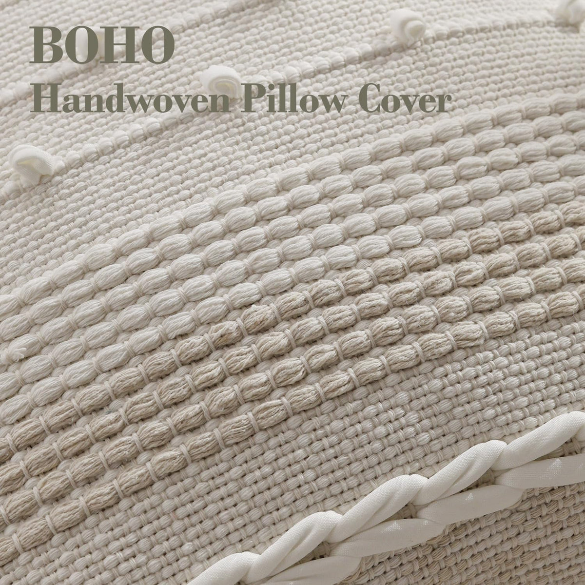 Beige Boho Textured Pillow Cover