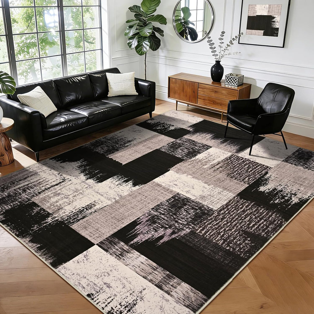Washable Patchwork Geometric Area Rug