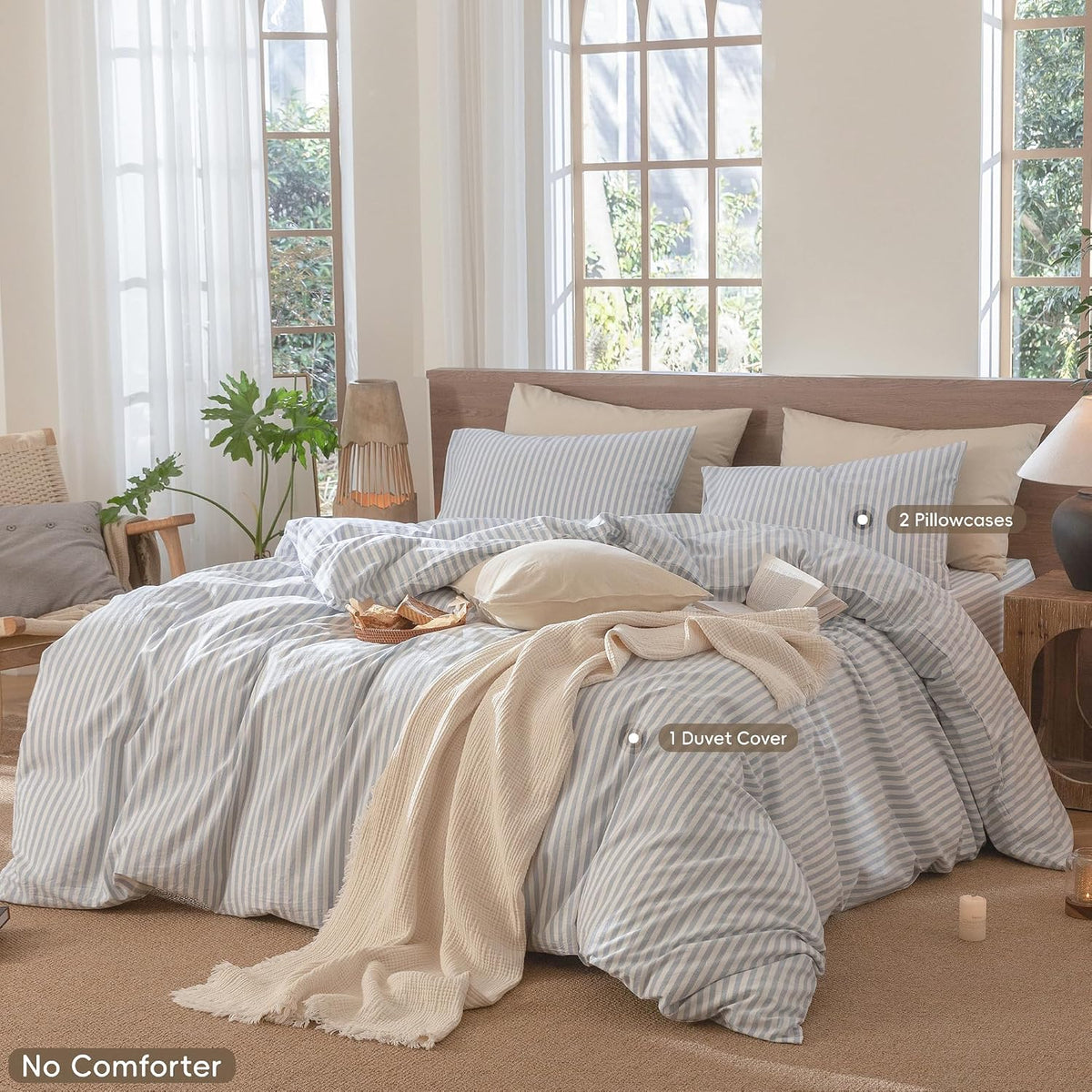 Striped Washed Cotton Duvet Cover Set
