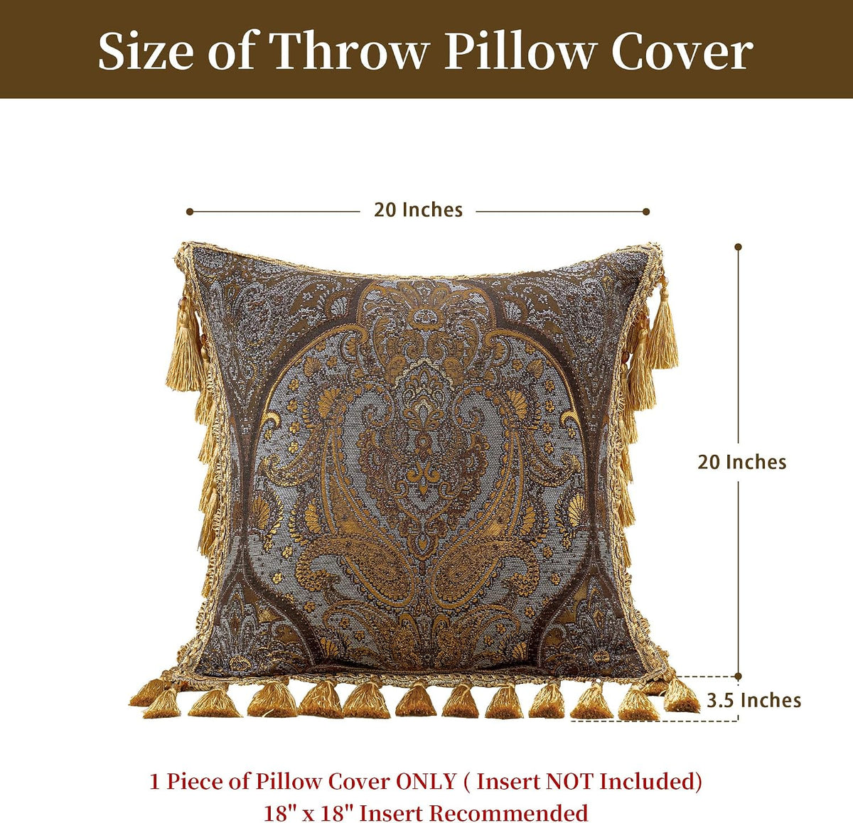 Gold Jacquard Decorative Pillow Cover