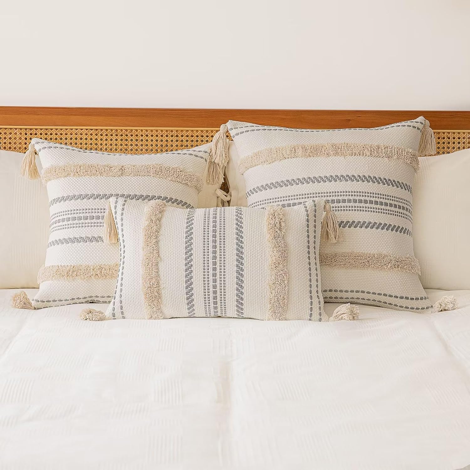 Khaki Boho Textured Pillow Covers