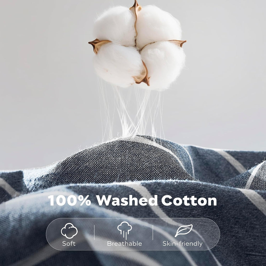 Striped Washed Cotton Duvet Cover Set