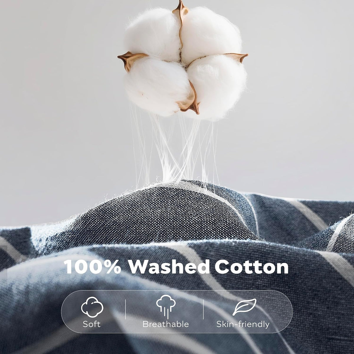 Striped Washed Cotton Duvet Cover Set