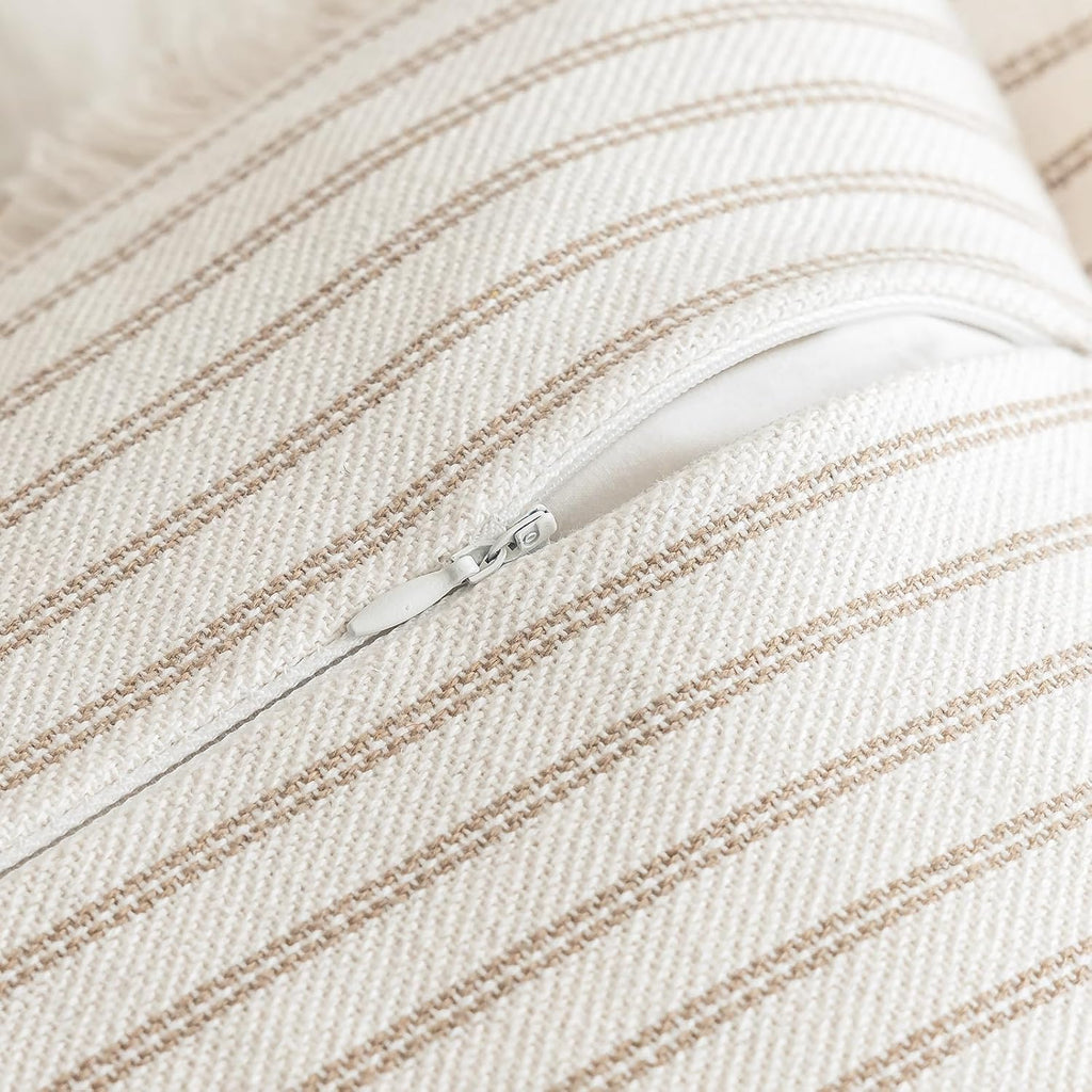 Khaki Boho Fringe Pillow Covers