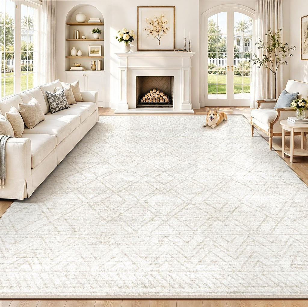 Boho Neutral Geometric Area Rug