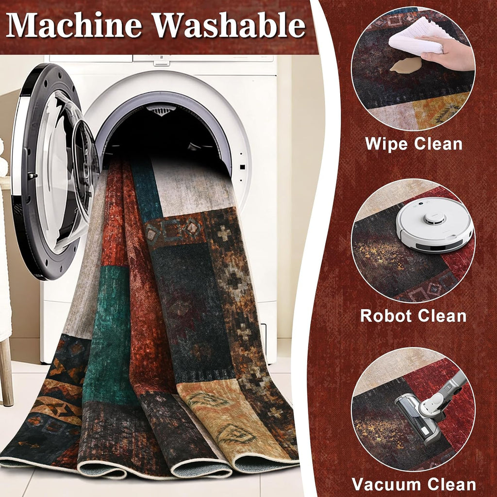 Washable Non‑Slip Vintage Area Rug