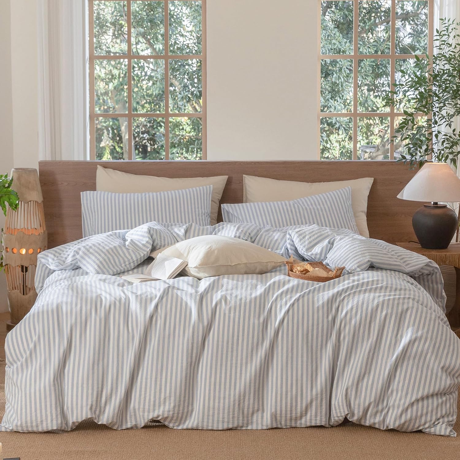 Striped Washed Cotton Duvet Cover Set
