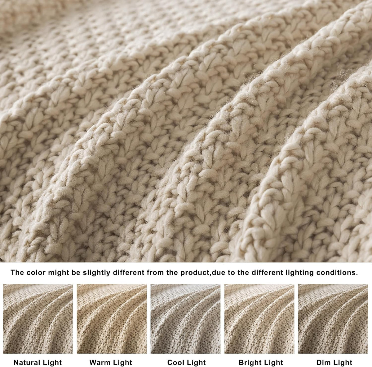 Camel Cable Knit Throw Blanket