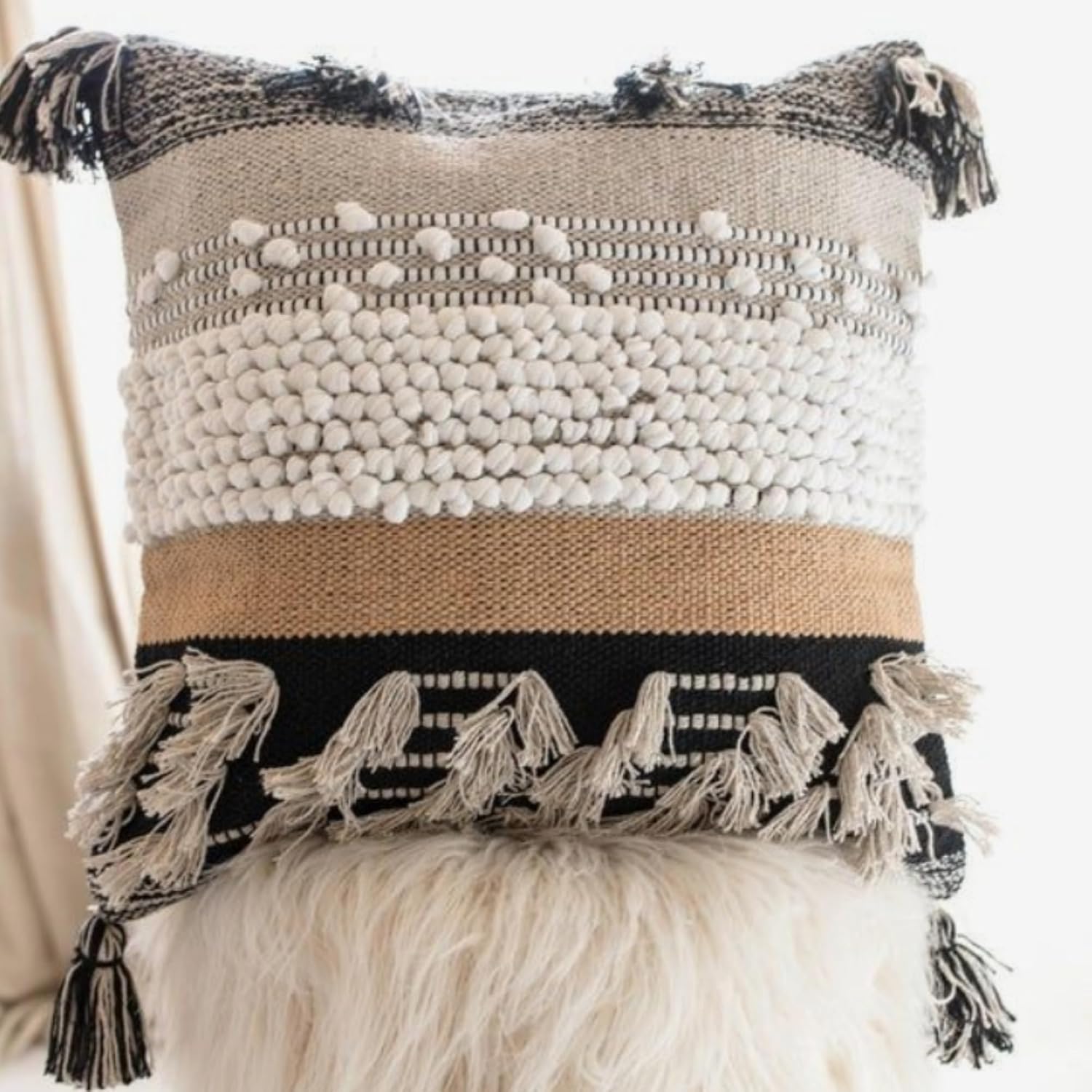 Boho Textured Neutral Pillow Cover
