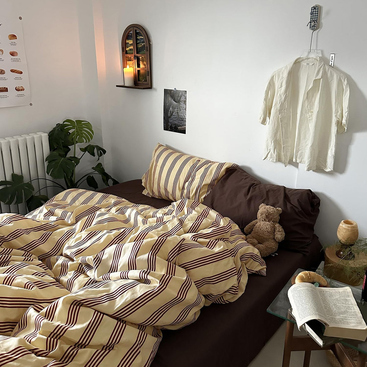 Red Striped Cotton Duvet Cover Set