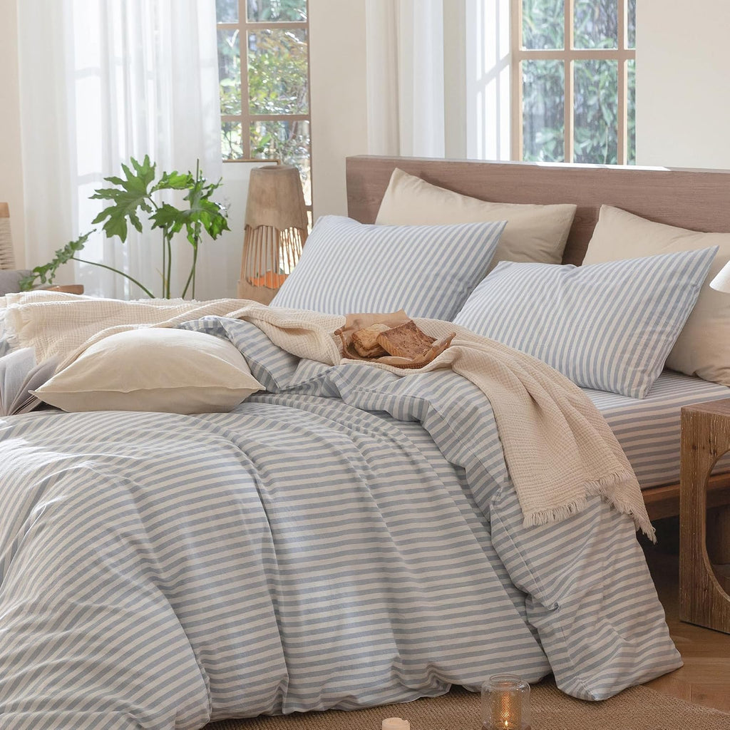 Striped Washed Cotton Duvet Cover Set