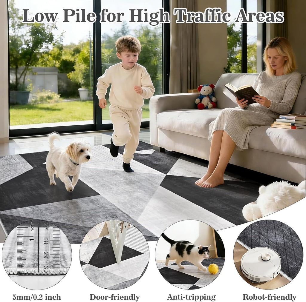 Washable Modern Geometric Area Rug