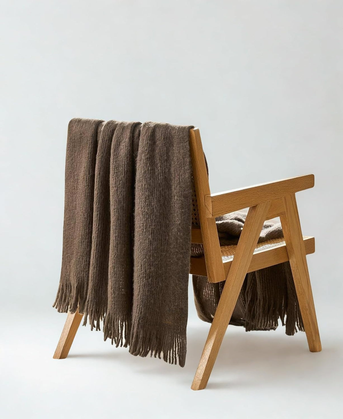 Dark Brown Faux Mohair Throw Blanket