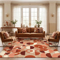 Washable Terracotta Geometric Area Rug
