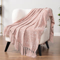 Pink Chenille Tassel Throw Blanket