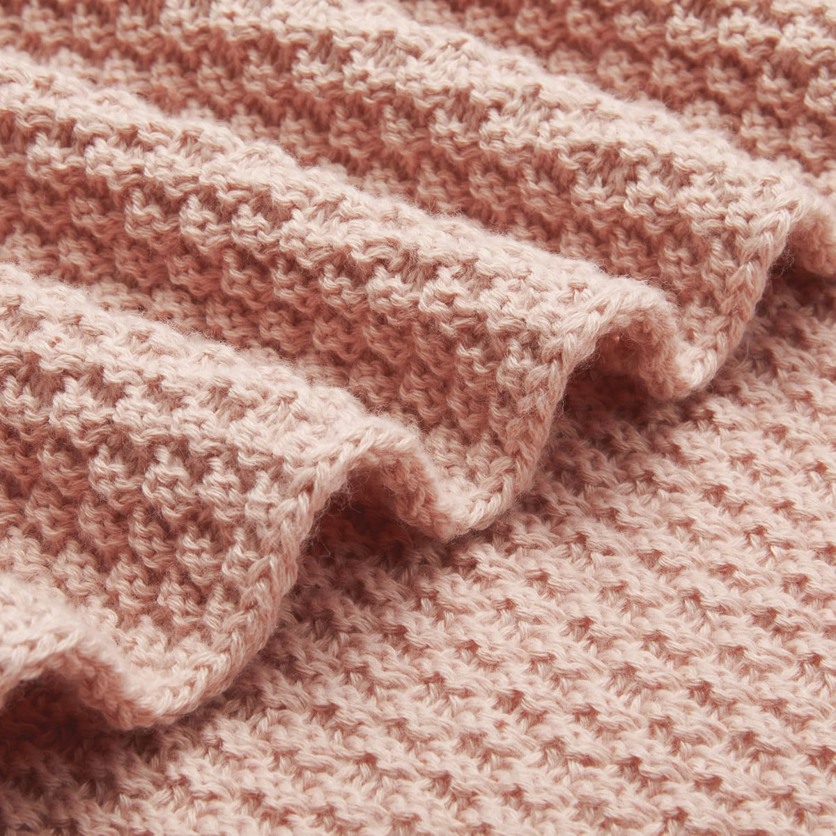 Dusty Rose Cable Knit Throw Blanket