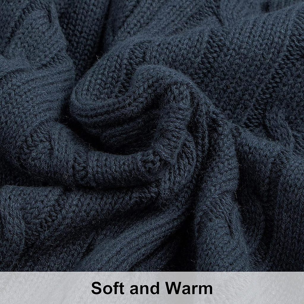 Navy Cable Knit Throw Blanket