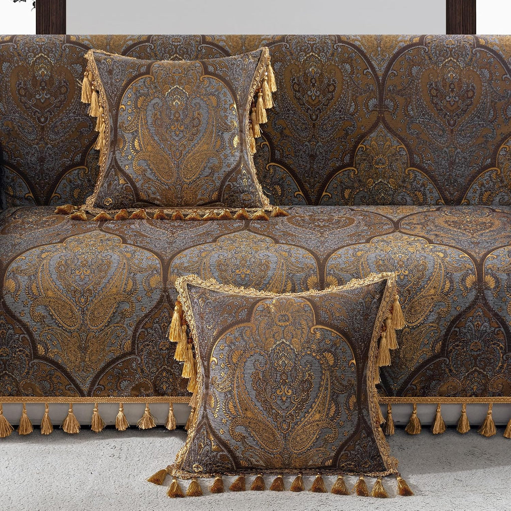 Gold Jacquard Decorative Pillow Cover