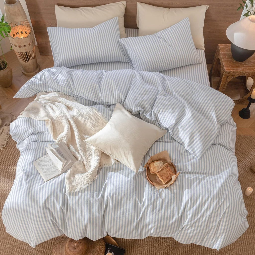 Striped Washed Cotton Duvet Cover Set