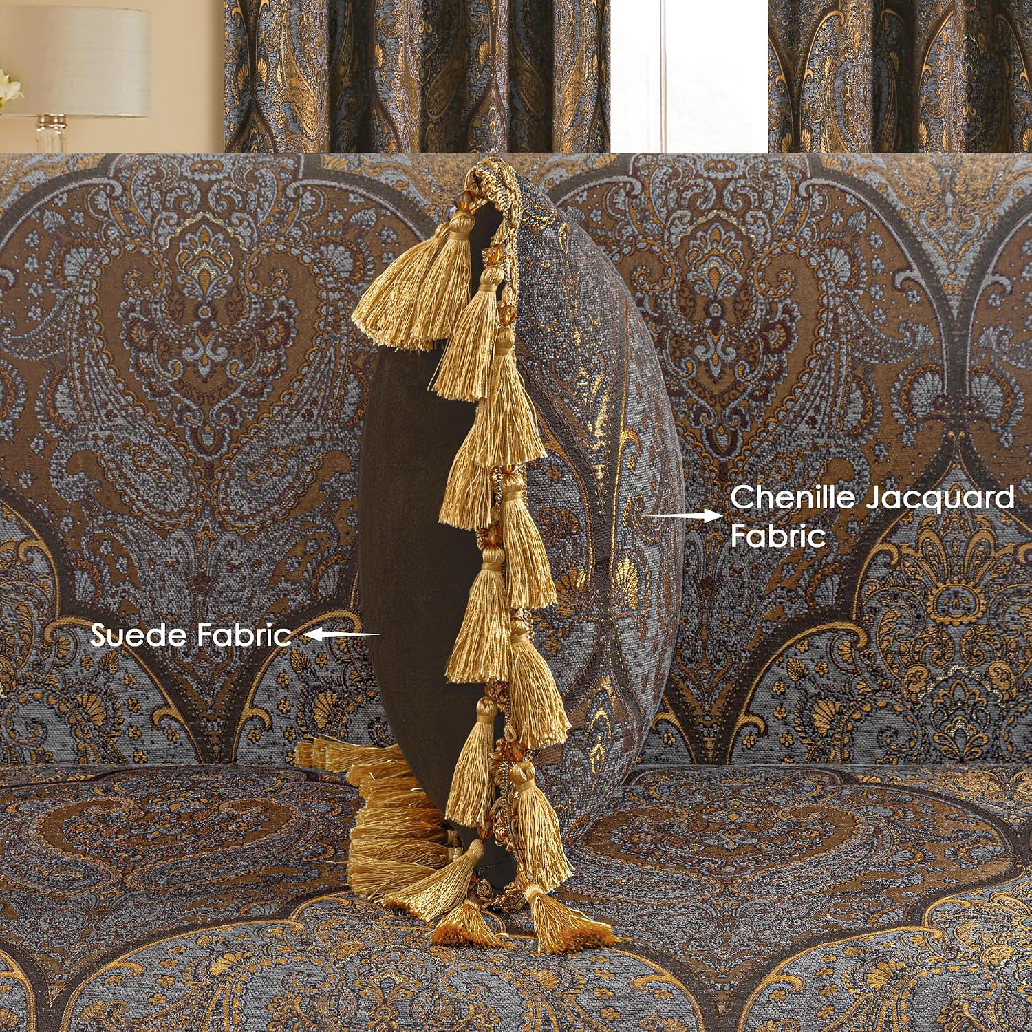 Gold Jacquard Decorative Pillow Cover