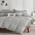 Grey Striped Cotton Duvet Cover Set