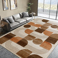 Washable Orange Geometric Area Rug