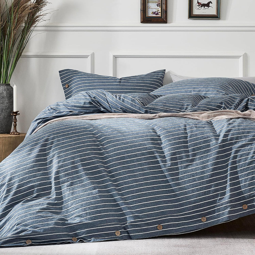 Striped Washed Cotton Duvet Cover Set