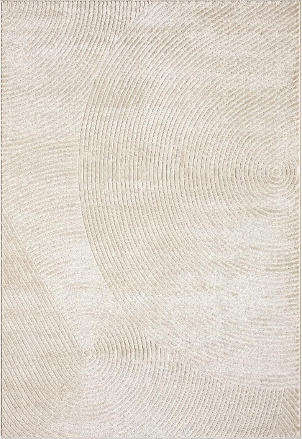 Neutral Geometric Circle Area Rug