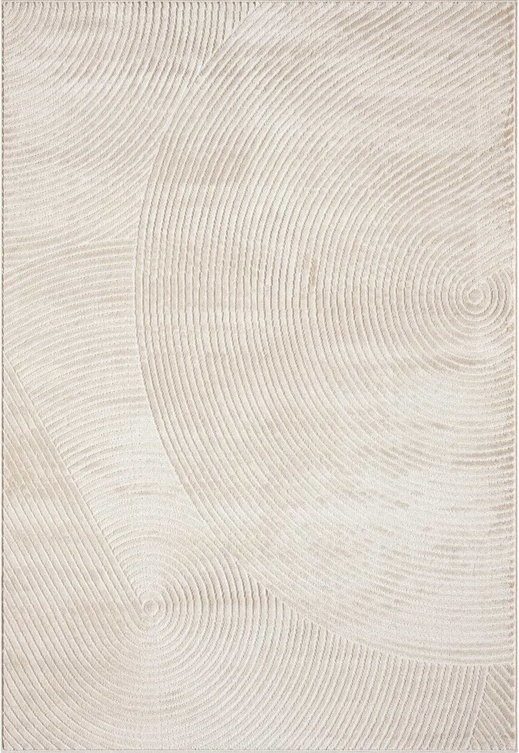 Neutral Geometric Circle Area Rug