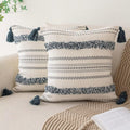 Dark Blue Boho Textured Pillow Covers