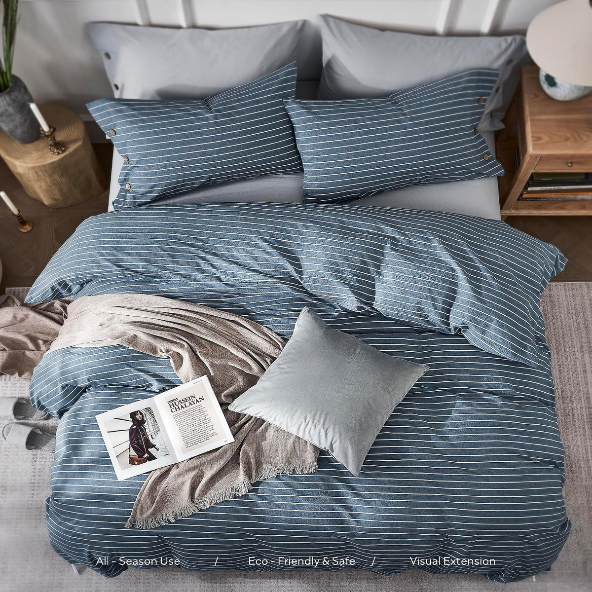 Striped Washed Cotton Duvet Cover Set