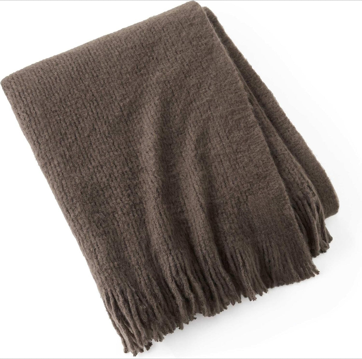 Dark Brown Faux Mohair Throw Blanket